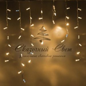 Светодиодная бахрома 3х0.9м, флэш, белый провод, теплая белая