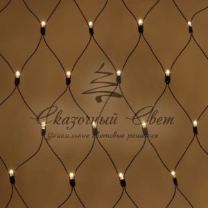 Светодиодная сетка 2х2м, статика, черный провод, теплая белая