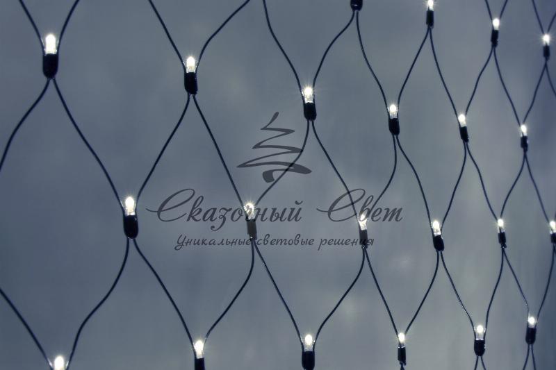 Светодиодная сетка 2х3м, статика, черный провод, белая