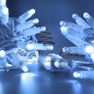 Светодиодная гирлянда нить 10м, 24В, флэш, белый провод, белая