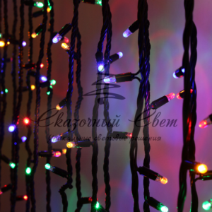 Светодиодная гирлянда нить 20м, динамика, черный провод, мульти