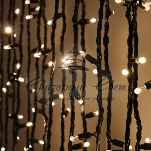 Светодиодная гирлянда нить 20м, динамика, черный провод, теплая белая