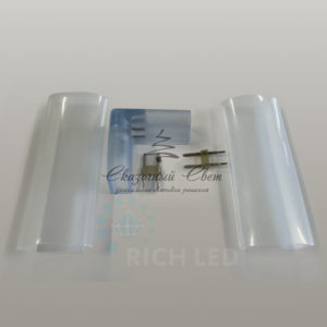 Коннектор двухсторонний для гибкого неона 8*16мм, прозрачный Г-образный