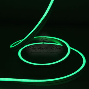 Светодиодный Гибкий Неон односторонний, зеленый, кратность резки 1 метр, размер 8*16 мм, 220 В