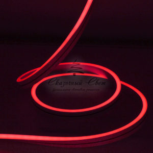 Светодиодный Гибкий Неон односторонний, красный, кратность резки 1 метр, размер 8*16 мм, 220 В