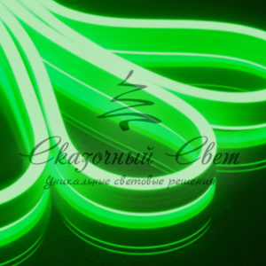 Светодиодный Гибкий Неон двухсторонний, зеленый, кратность резки 1 метр, размер 8*16 мм, 220 В