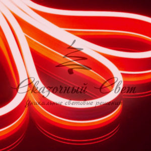 Светодиодный Гибкий Неон двухсторонний, красный, кратность резки 1 метр, размер 8*16 мм, 220 В