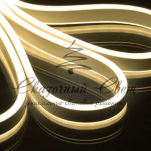 Светодиодный Гибкий Неон двухсторонний, теплый белый, кратность резки 1 метр, размер 8*16 мм, 220 В