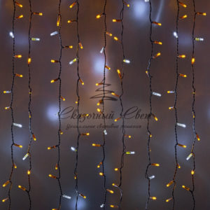 Гирлянда Светодиодный Дождь 2х1,5м, эффект мерцания, белый провод, 230 В, диоды ЖЁЛТЫЕ