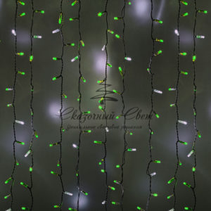 Гирлянда Светодиодный Дождь 2х1,5м, эффект мерцания, белый провод, 230 В, диоды ЗЕЛЁНЫЕ