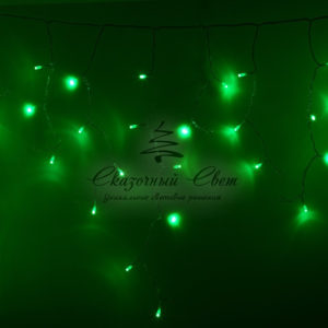 Гирлянда Айсикл (бахрома) светодиодный, 2,4 х 0,6 м, прозрачный провод, 230 В, диоды зелёные, 88 LED NEON-NIGHT