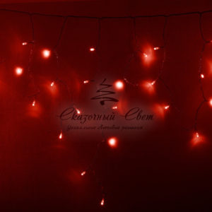 Гирлянда Айсикл (бахрома) светодиодный, 4,8 х 0,6 м, прозрачный провод, 230 В, диоды красные, 176 LED NEON-NIGHT