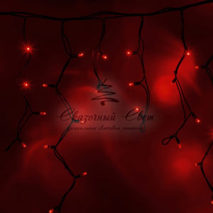 Гирлянда Айсикл (бахрома) светодиодный, 5,6 х 0,9 м, черный провод КАУЧУК, 230 В, диоды красные, 240 LED NEON-NIGHT