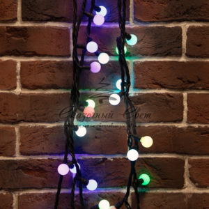 Гирлянда Мультишарики Ø17,5 мм, 10 м, черный каучук, 80 LED, цвет RGB