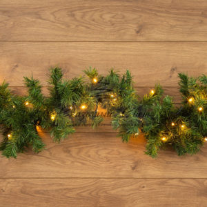Еловый шлейф искусственный 2,7 м теплое белое свечение 80 LED