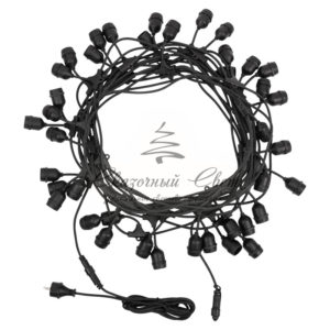 Гирлянда Belt-Light 2 жилы, шаг 40см, 225 подвесных патронов Е27, IP65, черный круглый провод NEON-NIGHT