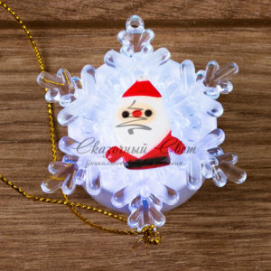 Дед мороз на снежинке RGB 5,5×5,5 см