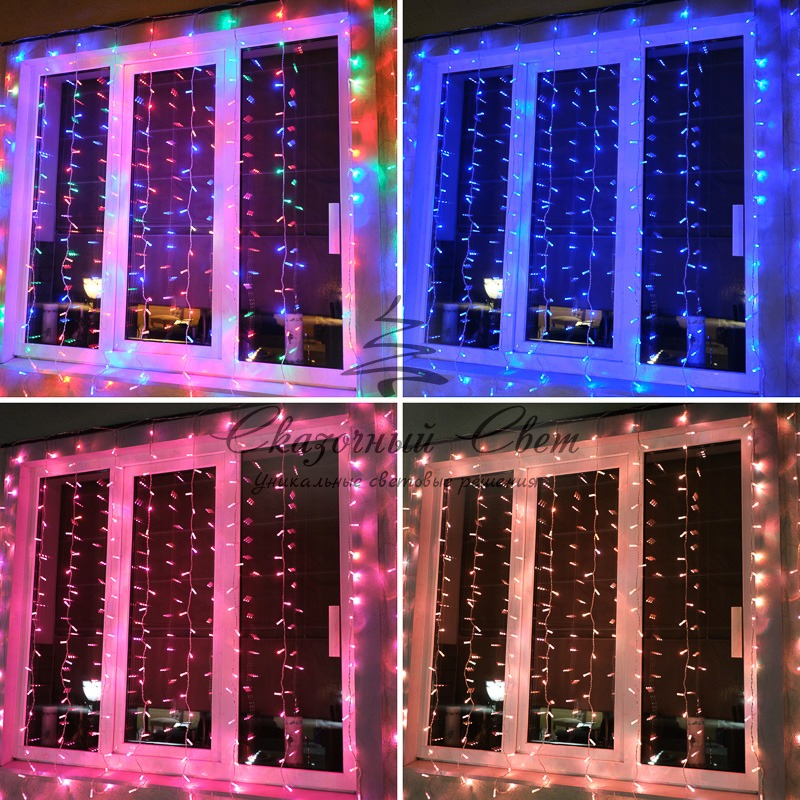 Гирлянда Светодиодный Дождь 2х2м, свечение с динамикой, прозрачный провод, 230 В, диоды RGB, 200 LED - Image 3