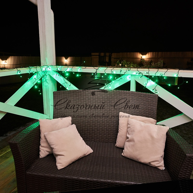 Гирлянда Айсикл (бахрома) светодиодный, 2,4 х 0,6 м, черный провод, 230 В, диоды зелёные, 88 LED NEON-NIGHT - Image 2