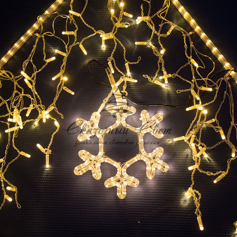 Гирлянда Айсикл (бахрома) светодиодный, 4,8 х 0,6 м, прозрачный провод, 230 В, цвет: Золото, 176 LED - Image 2