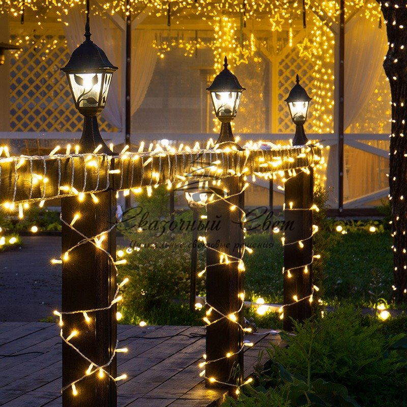 Гирлянда Нить 10м, с эффектом мерцания, прозрачный ПВХ, цвет Тёплый белый, 200 LED - Image 2