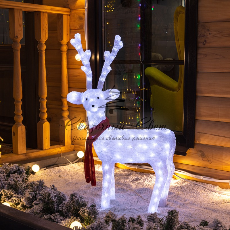 Акриловая светодиодная фигура Северный олень 49х18х85 см, 120 светодиодов, IP65 понижающий трансформатор в комплекте, NEON-NIGHT - Image 2