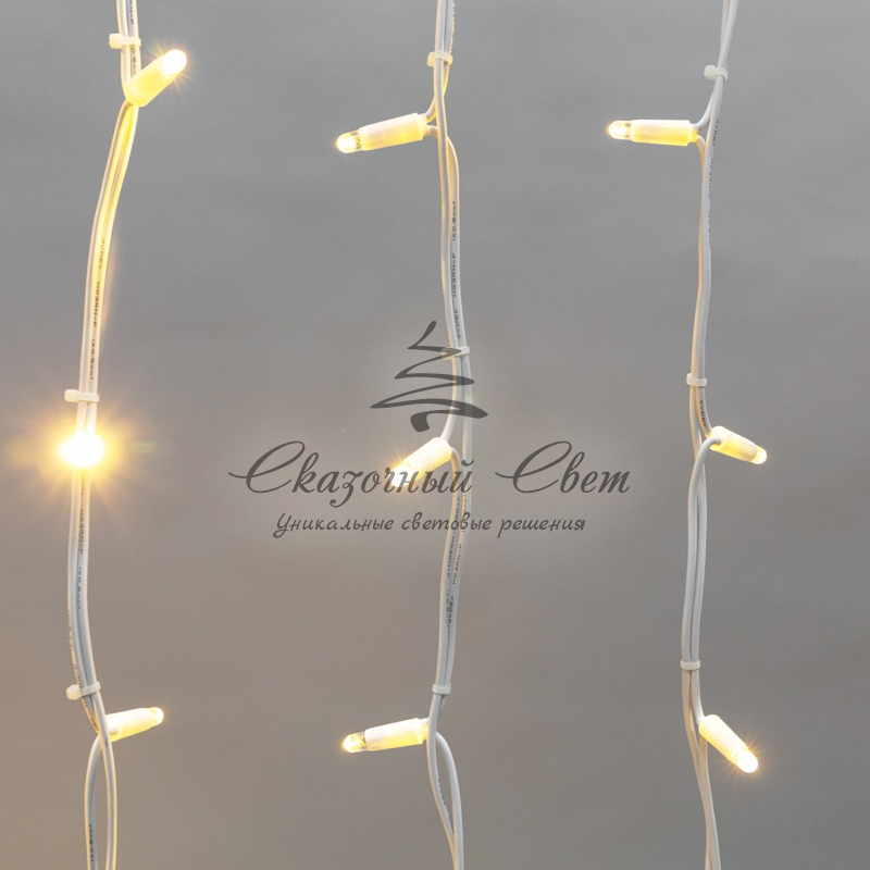 Гирлянда Айсикл (Бахрома) светодиодная 5х0,7 м, с эффектом мерцания, 152 LED, белый провод каучук 2,3мм, теплое белое свечение NEON-NIGHT - Image 4