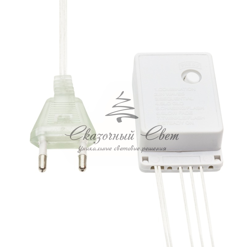 Гирлянда светодиодная универсальная 100 LED БЕЛЫЙ 10 метров, прозрачный ПВХ, с контроллером - Image 6