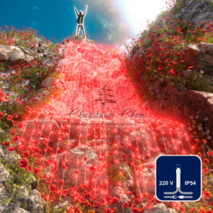 Светодиодный занавес (дождь) 2*9 м, красный, прозрачный провод