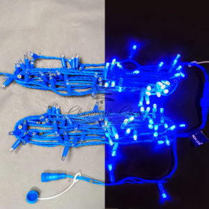 Светодиодная гирлянда 10 м, 100 LED, 220 В, соединяемая, влагозащитный колпачок, двойная изоляция, синяя, синий провод