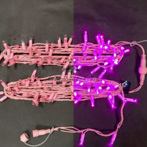 Светодиодная гирлянда 10 м, 100 LED, 220 В, соединяемая, влагозащитный колпачок, двойная изоляция, розовая, розовый провод