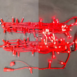 Светодиодная гирлянда 10 м, 100 LED, 220 В, соединяемая, влагозащитный колпачок, двойная изоляция, красная, красный провод