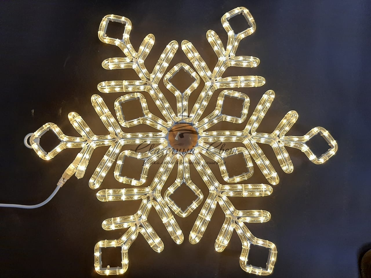 Светодиодная снежинка ПРЕМИУМ, 70 см, мерцающая тепло-белая