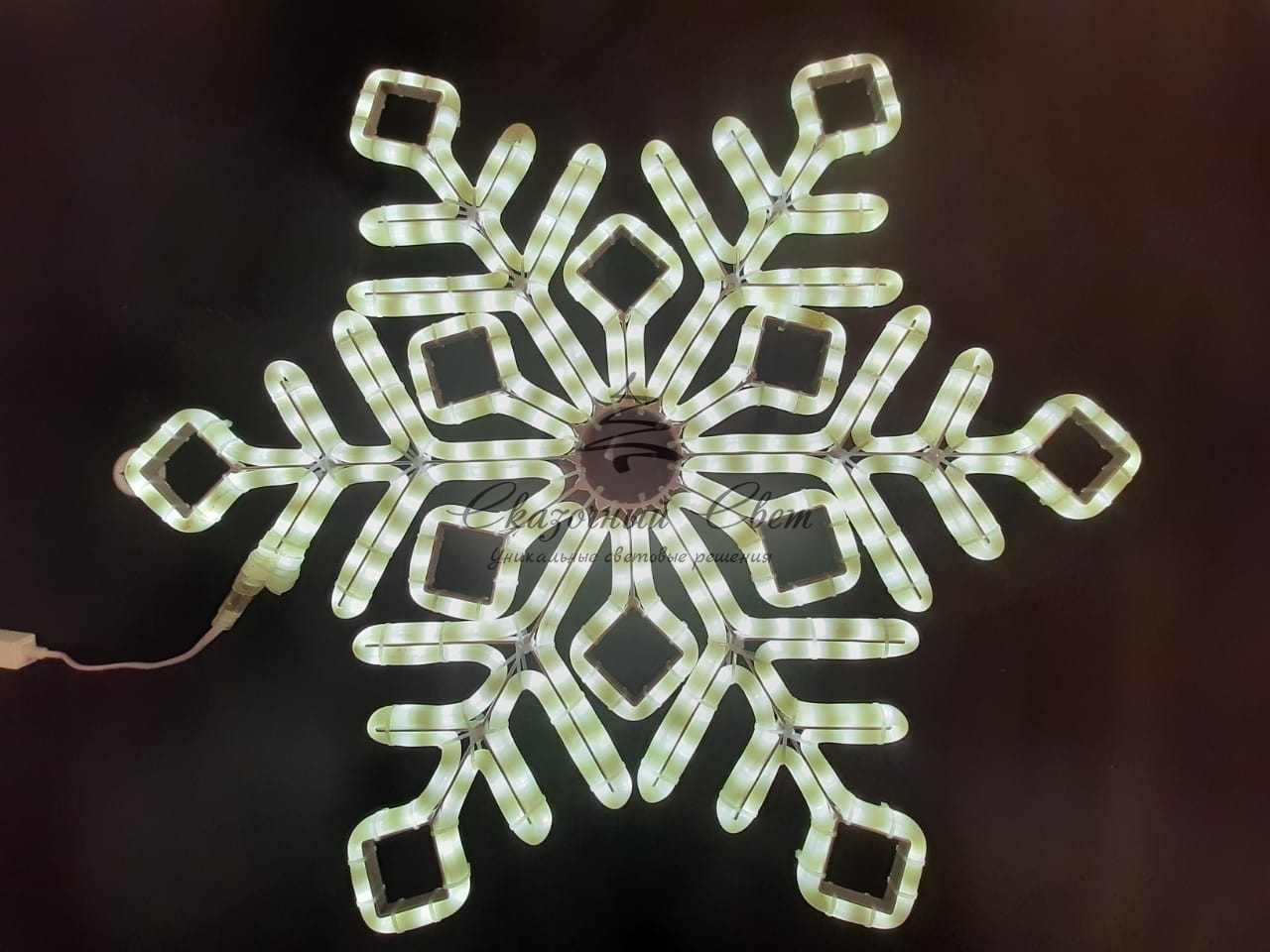 Светодиодная снежинка ПРЕМИУМ, 70 см, матовая белая